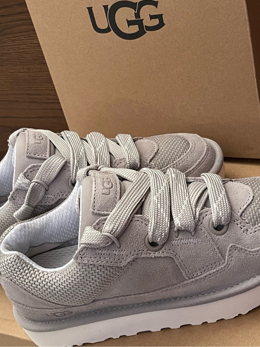 UGG Women's Suede and Mesh Sneakers in Light Gray